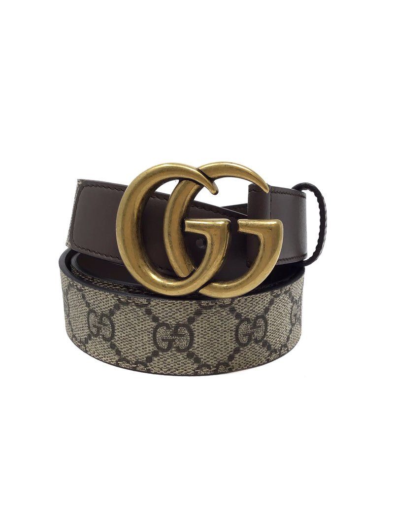 Gucci Size 100 Marmont Buckle GG Supreme 
Leather Belt