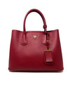 Prada Red Saffiano Leather Medium 
Double Tote
 Bag