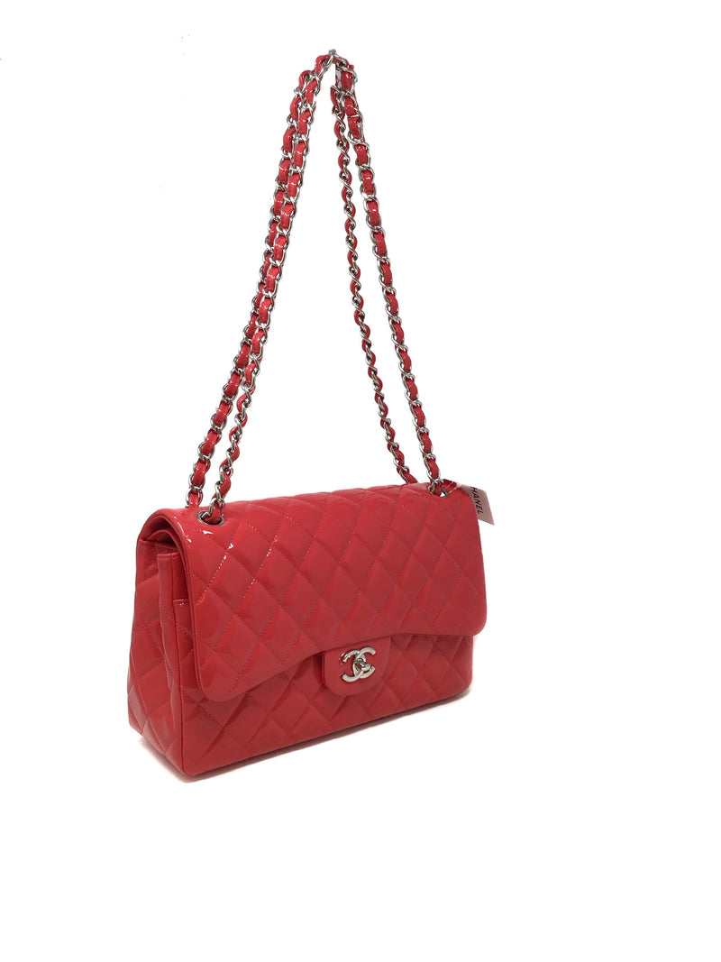 Chanel Coral/Silver NWB! 
16C LG Patent Quilted Double Flap Bag