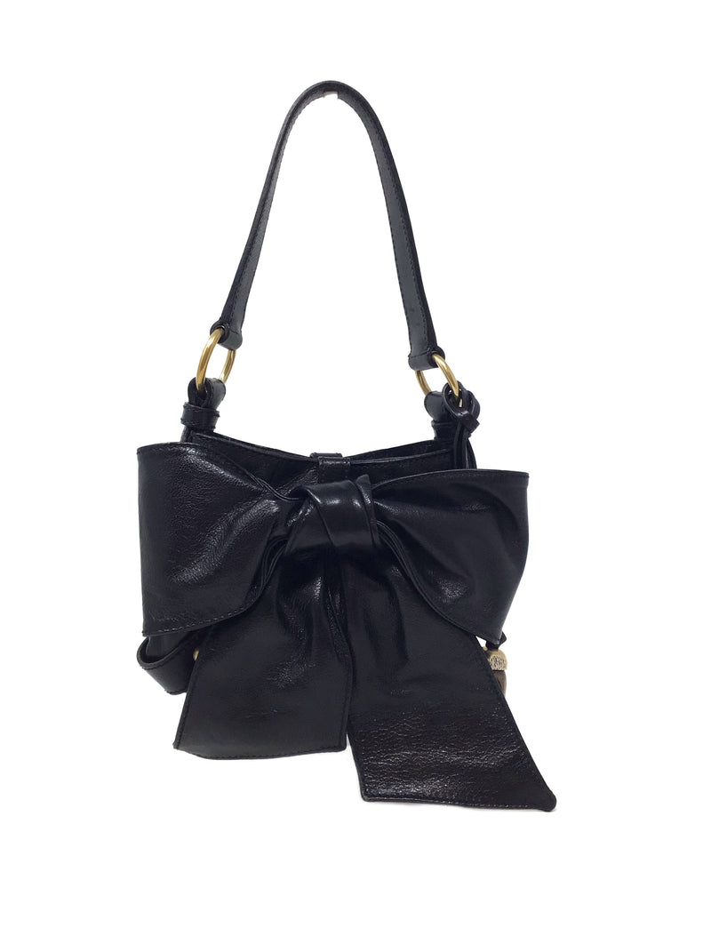 Yves Saint Laurent Black Mini Bow Bamboo Tassel Bag