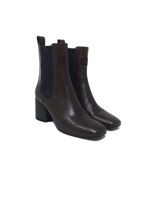 Brunello Cucinelli Leather Monili Heel Chelsea Boots