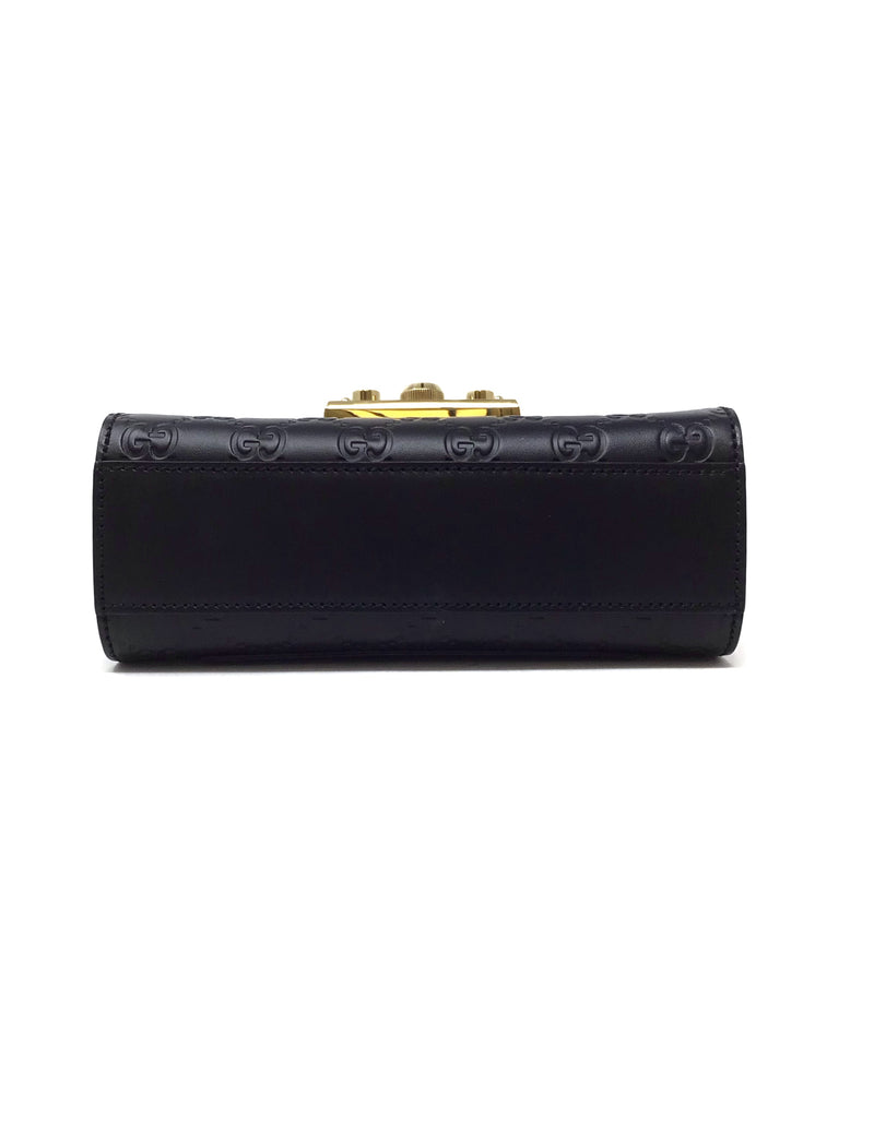 Gucci Black SM 
Padlock
 Guccissima Shoulder Bag