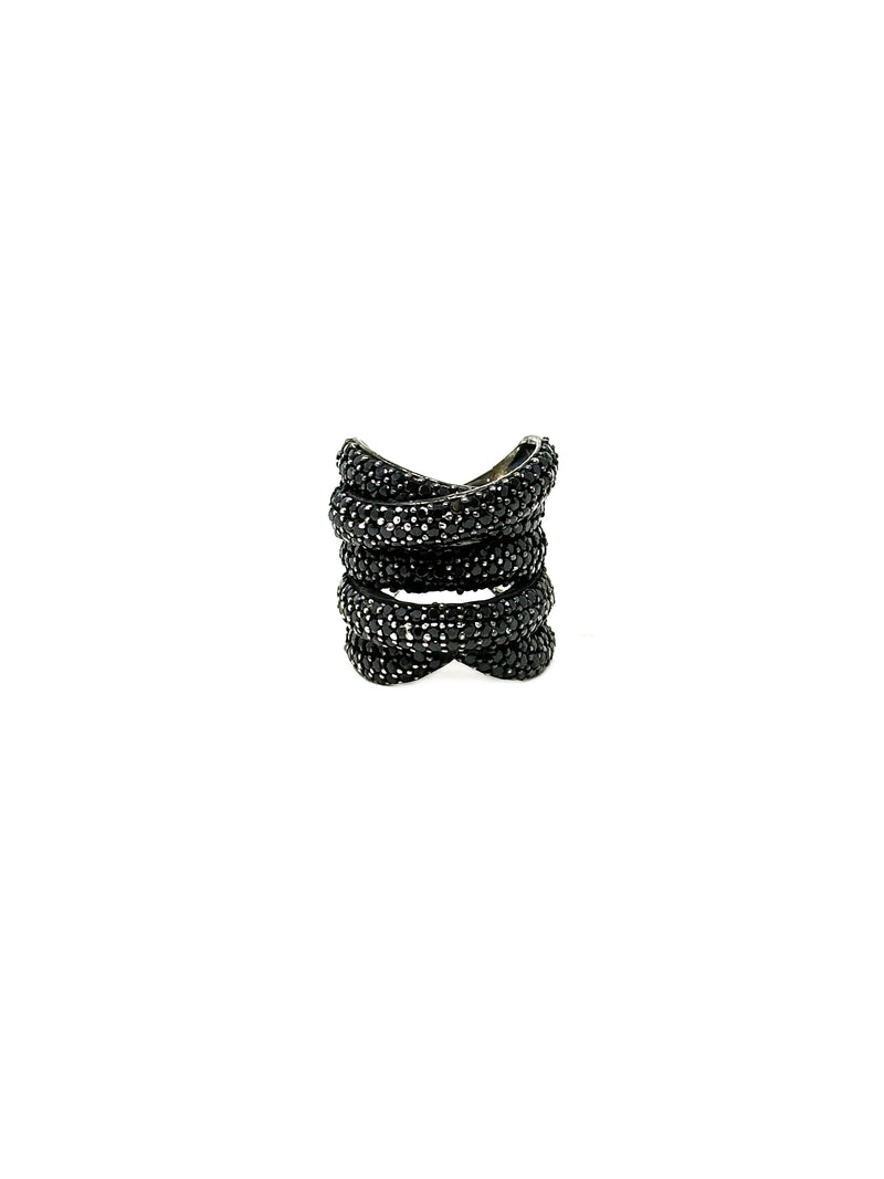 Arthur Marder Black Rhodium Overlap Black Spinel SS Ring