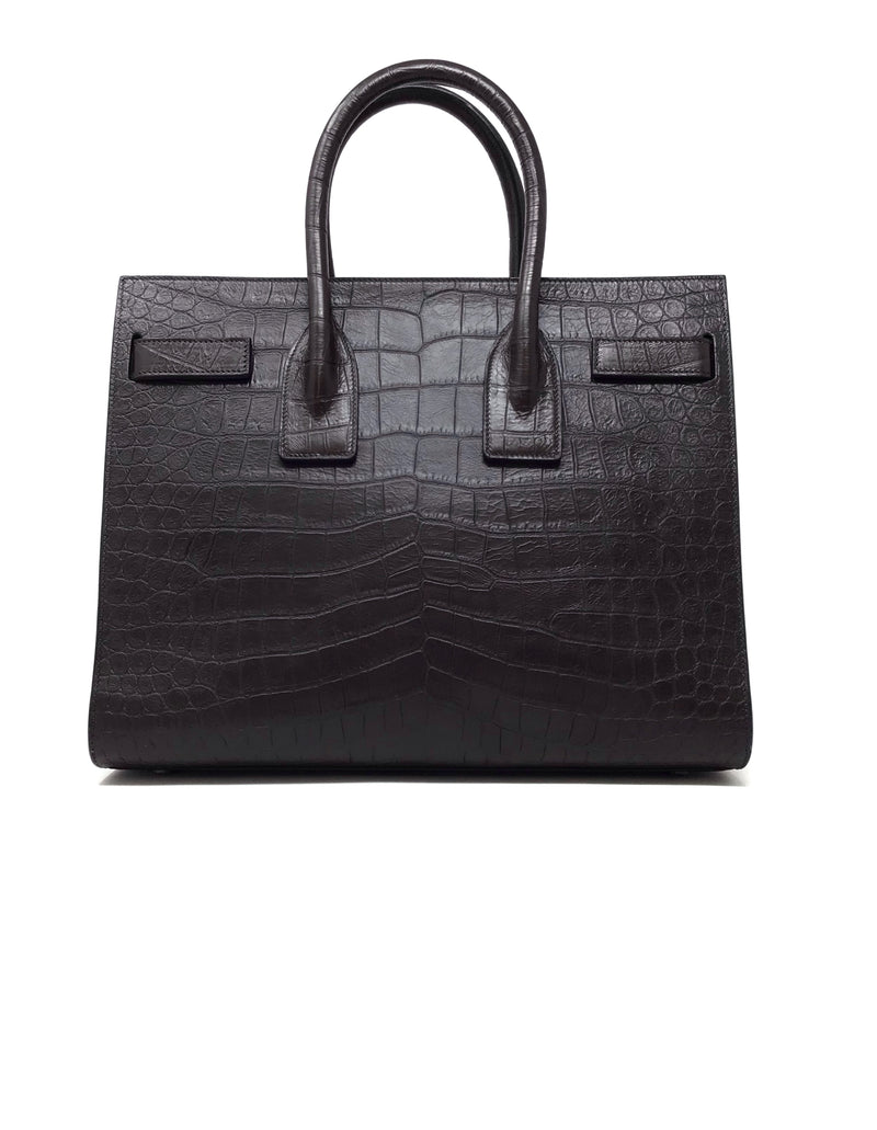 Saint Laurent Brown 
Sac De Jour
 SM Embossed Croc Tote W/Strap