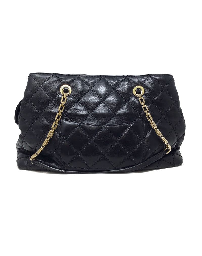 Chanel Black/Gold 
11 
Retro Chain
 Stitched/Perforated Quilted Calfskin Satchel