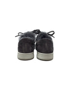 Brunello Cucinelli Suede Monili Striped Fur Trim Sneakers