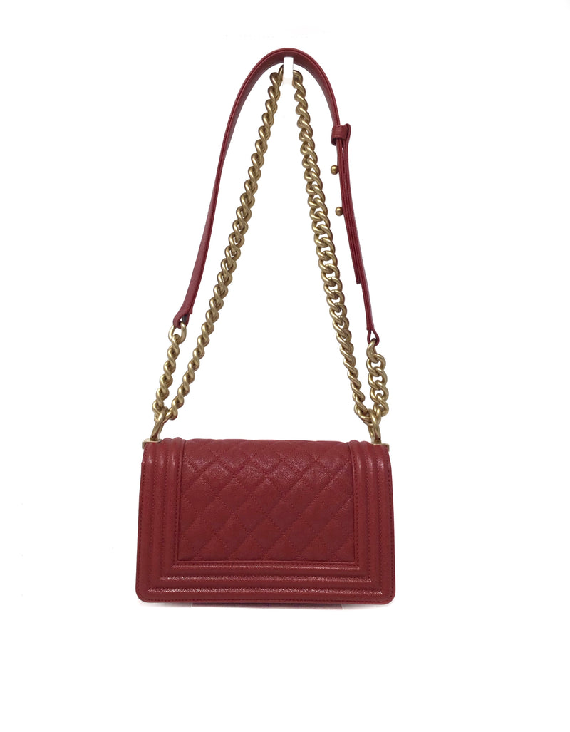 Chanel Red/Gold
19 SM Caviar Quilted 
Boy Bag
