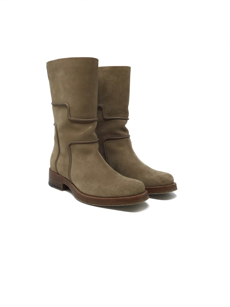 Hermes W Shoe Size 37 Suede Mid-Calf Boot