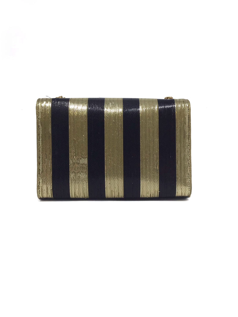 Saint Laurent 
Kate
 Logo Metallic Striped SM Crossbody Bag