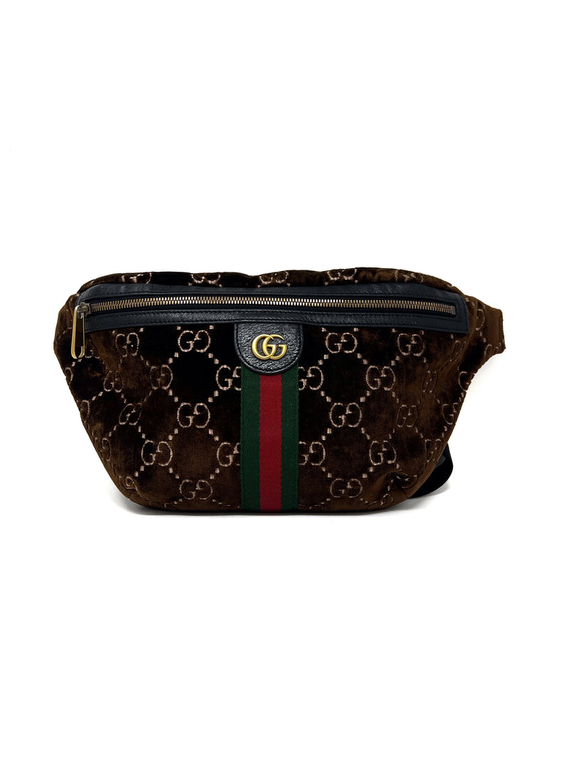 Gucci 
Ophidia
 Monogram Velvet Zip Belt Bag