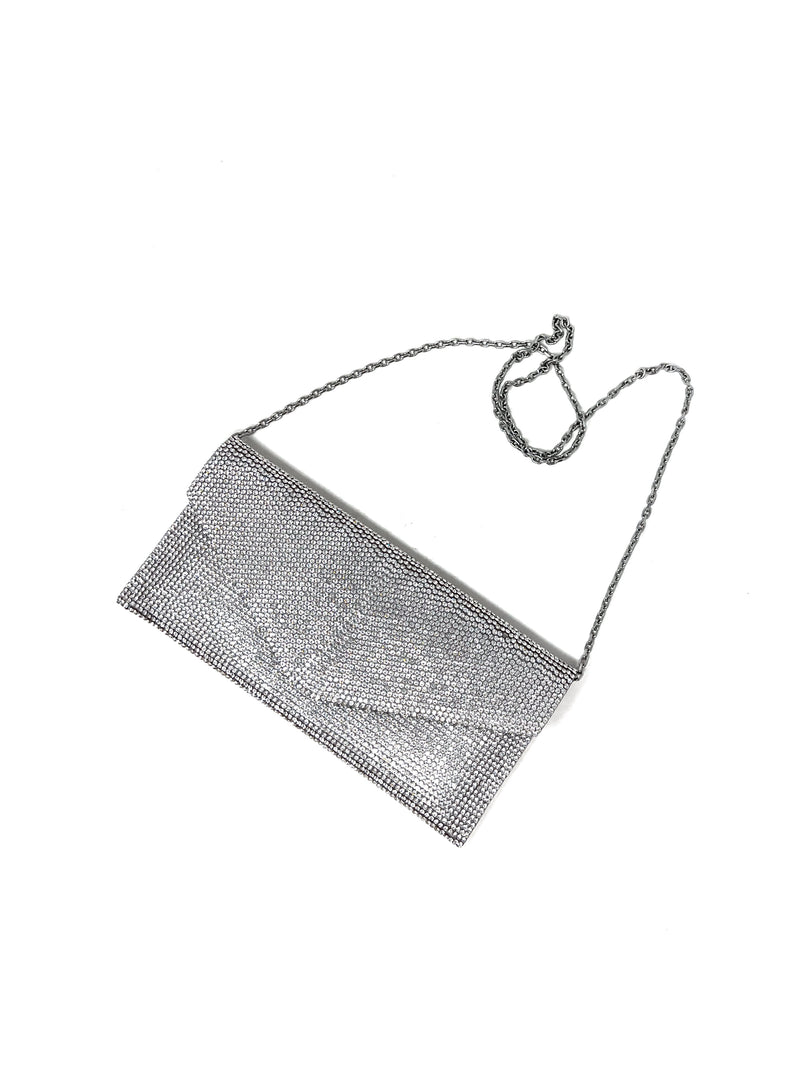 Judith Leiber Silver Envelope Crystal Convertible Clutch