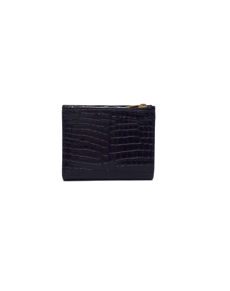 Saint Laurent 
23 
Uptown
 Shiny Croc-Embossed Compact Wallet