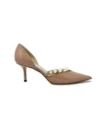 Jimmy Choo Size 38.5 
Aurelie
 Patent Pointed Pearl Embellished Heel