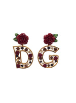 Dolce 
Gabbana WB! DG Logo Rose Post Crystal Clip-On Earrings