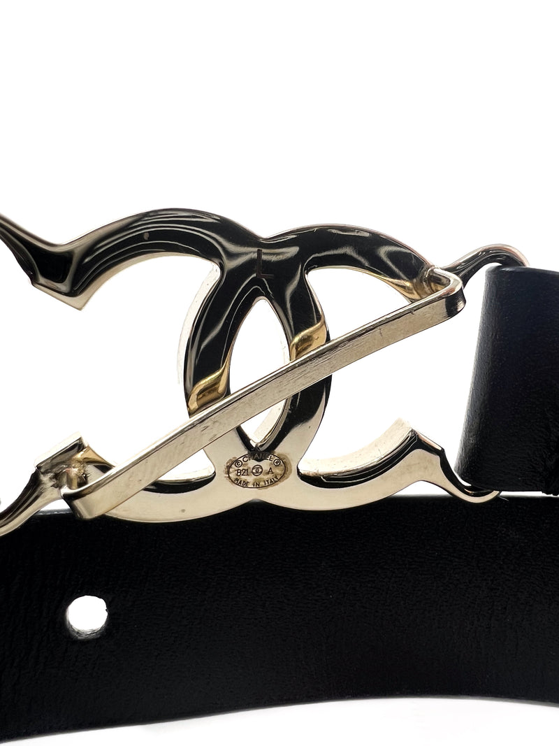 Chanel Black Crystal CC Wrap Leather Bracelet