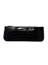 Prada Black Croc Embossed Elongated Leather Clutch