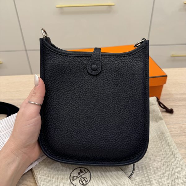 Hermes Taurillion Clemence Evelyne TPM Bleu Nuit and Bleu Indigo SHW