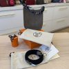 Hermes Taurillon Clemence Amazone Evelyne TPM Etoupe Bleu Indigo with Hermes Twilly
