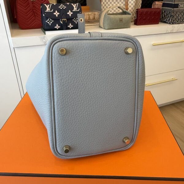 Hermes Taurillon Clemence Picotin Lock 18 PM Gris Pantin Gold Hardware
