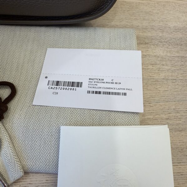 Hermes Taurillon Clemence Evelyne III PM Etoupe