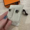 Hermes Gold Lacquered Mini Pop H Earrings Black and Silver