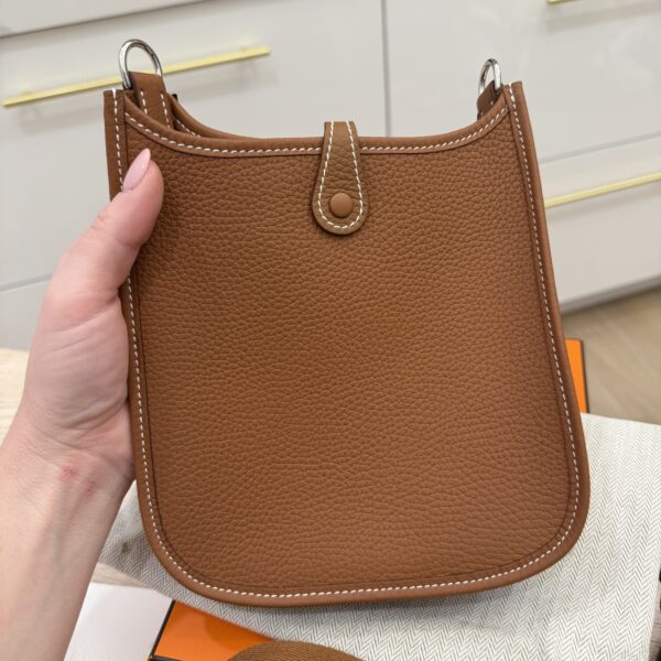 Hermes Taurillon Clemence Evelyne TPM Gold with Silver Hardware