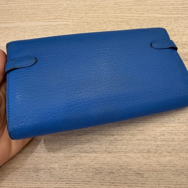 Hermes Chevre Mysore Kelly Longue Wallet Bleu Hydra