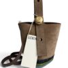 LOEWE x Paulas Ibiza Mini Pebble Suede  Raffia Bucket Bag