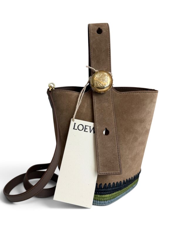 LOEWE x Paulas Ibiza Mini Pebble Suede  Raffia Bucket Bag