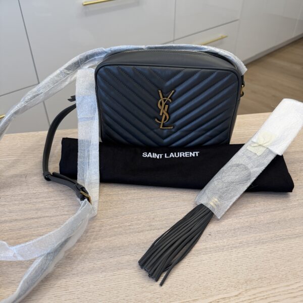 Saint Laurent (YSL) Calfskin Monogram Lou Camera Storm Gold Hardware