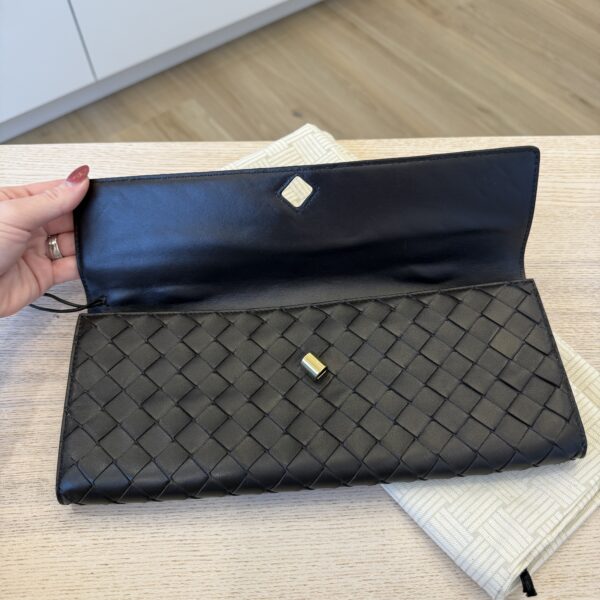 Bottega Veneta Nappa Intrecciato Long Andiamo Top Handle Clutch Fondant