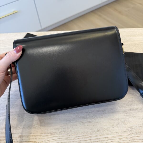 Celine Shiny Calfskin Medium Triomphe Black