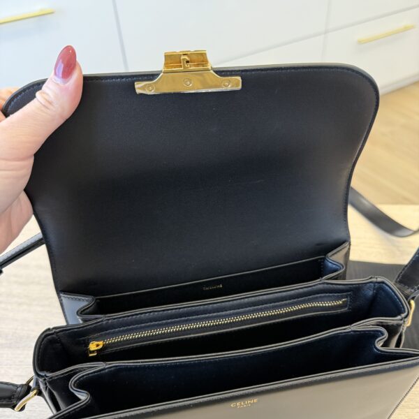 Celine Shiny Calfskin Medium Triomphe Black
