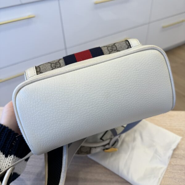 Gucci GG Supreme Monogram Calfskin Web Small Ophidia Day Backpack Beige Ebony New Acero