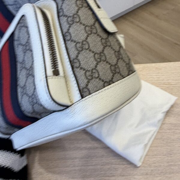 Gucci GG Supreme Monogram Calfskin Web Small Ophidia Day Backpack Beige Ebony New Acero