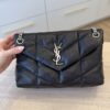 Saint Laurent (YSL) Lambskin Quilted Small Loulou Puffer Monogram Chain Satchel Black