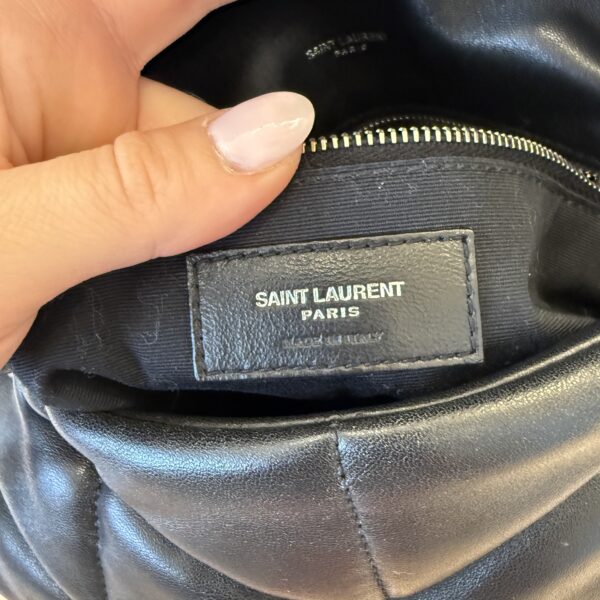 Saint Laurent (YSL) Lambskin Quilted Small Loulou Puffer Monogram Chain Satchel Black