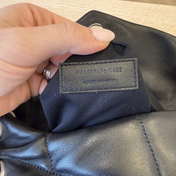 Saint Laurent (YSL) Lambskin Quilted Small Loulou Puffer Monogram Chain Satchel Black