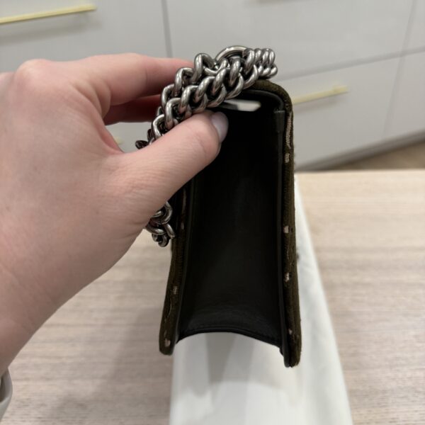 Gucci Velvet Moon Calfskin Crystal GG Monogram Small Dionysus Shoulder Bag Dark Olive Rose Gold