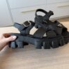 PPrada Foam Rubber Metal Triangle Logo Monolith 55mm Soft Cage Sandals 38 Black