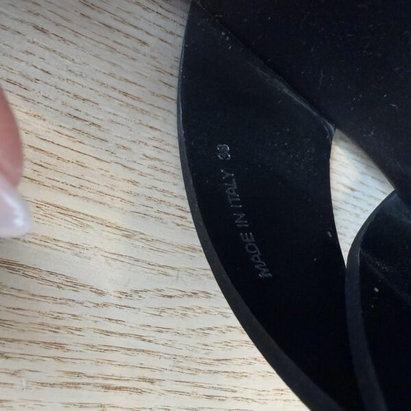 PPrada Foam Rubber Metal Triangle Logo Monolith 55mm Soft Cage Sandals 38 Black