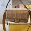 Fendi Nappa FF 1974 Embossed Baguette Miele Scuro