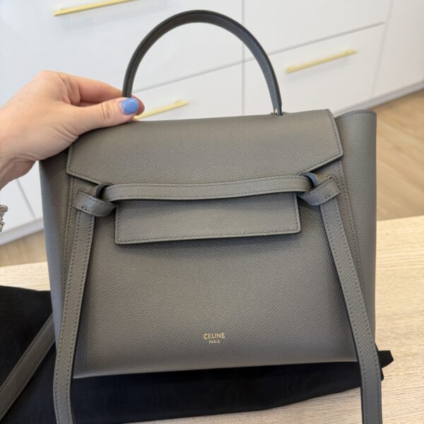 Celine Grained Calfskin Micro Belt Bag Dark Grey
