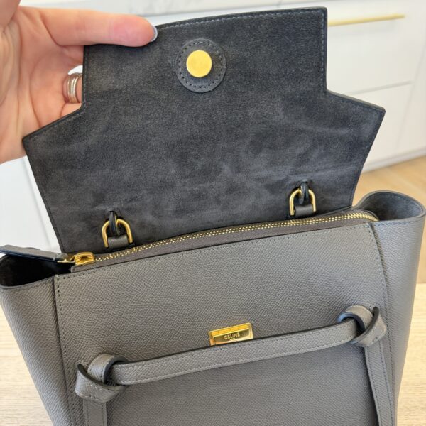 Celine Grained Calfskin Micro Belt Bag Dark Grey