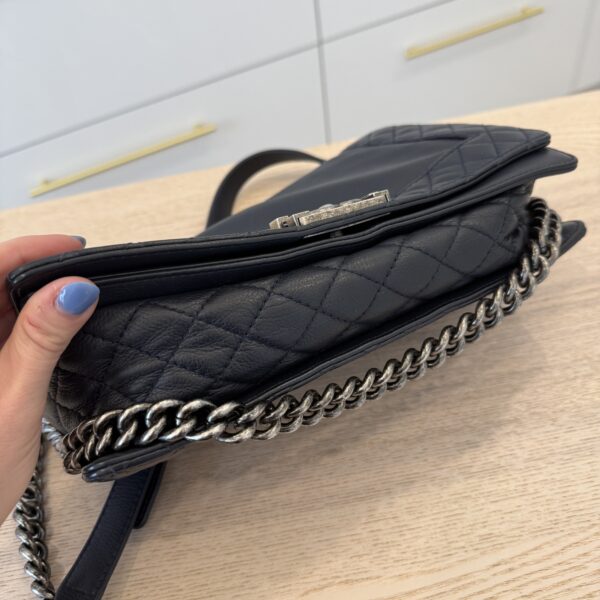 Chanel Calfskin New Medium Boy Reverso Flap Navy