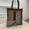 Gucci GG Supreme Monogram Web Large Ophidia Vertical Shopping Tote Brown