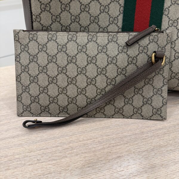 Gucci GG Supreme Monogram Web Large Ophidia Vertical Shopping Tote Brown
