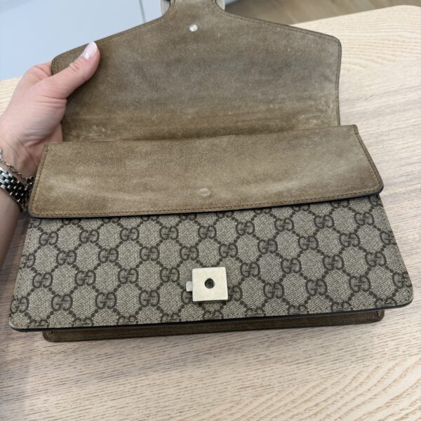 Gucci GG Supreme Monogram Small Dionysus Shoulder Bag Taupe