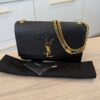 Saint Laurent (YSL) Grain De Poudre Medium Classic Monogram Kate Satchel Black Gold Hardware