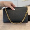 Saint Laurent (YSL) Grain De Poudre Medium Classic Monogram Kate Satchel Black Gold Hardware